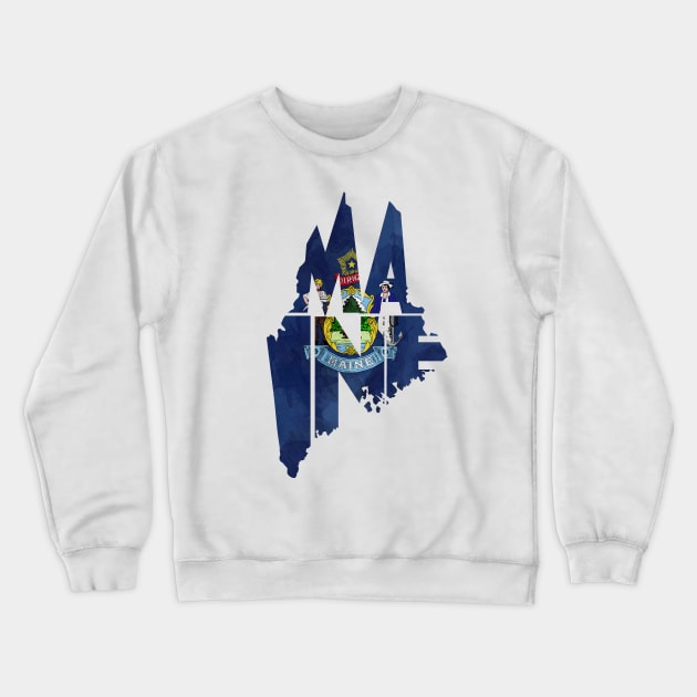 Maine Typo Map Crewneck Sweatshirt by inspirowl